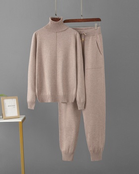 Loose high waist sweater knitwear pants a set for women