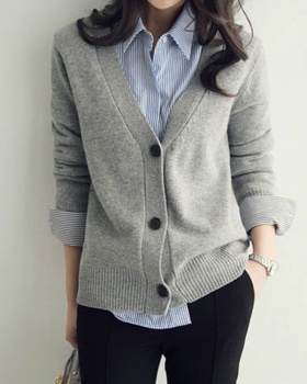 Thick long sleeve short coat Korean style loose cardigan for women