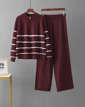 Half zip Western style sweater fashion pants 2pcs set