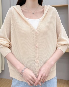 Knitted autumn tops lazy ice silk cardigan for women