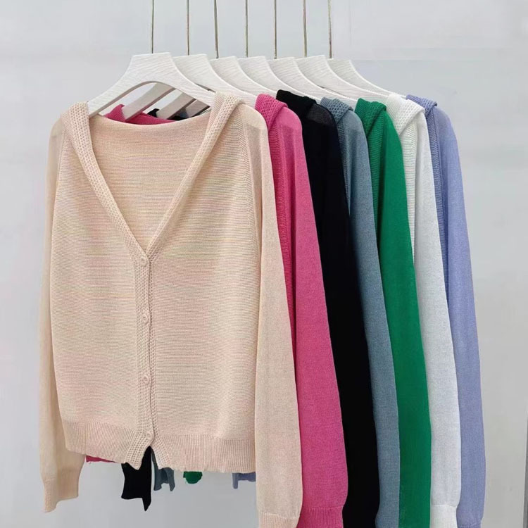 Knitted autumn tops lazy ice silk cardigan for women