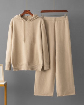 Casual lazy long pants fashion hoodie 2pcs set for women