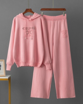 Letters sweater pure long pants 2pcs set