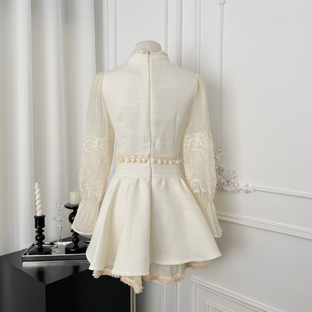 Pinched waist doll collar lady dress bow chanelstyle dress