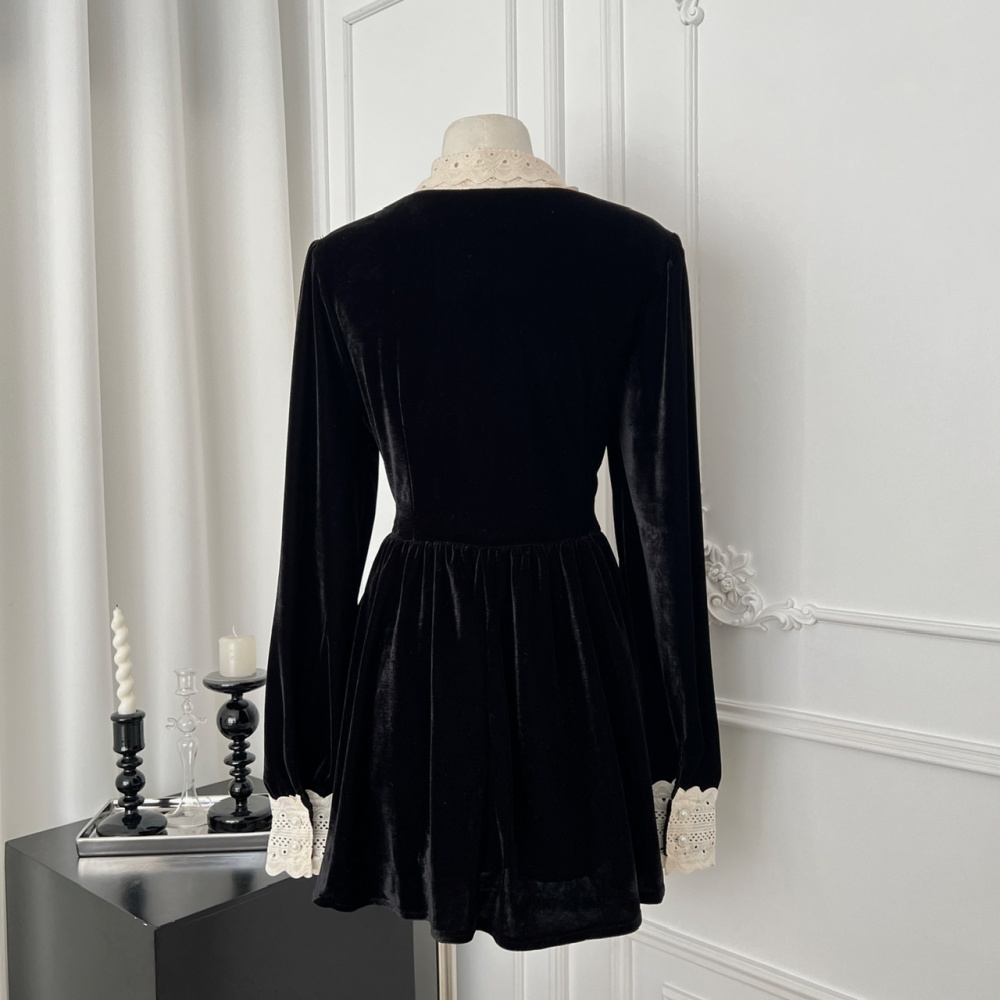 Velvet chanelstyle dress black lady dress for women