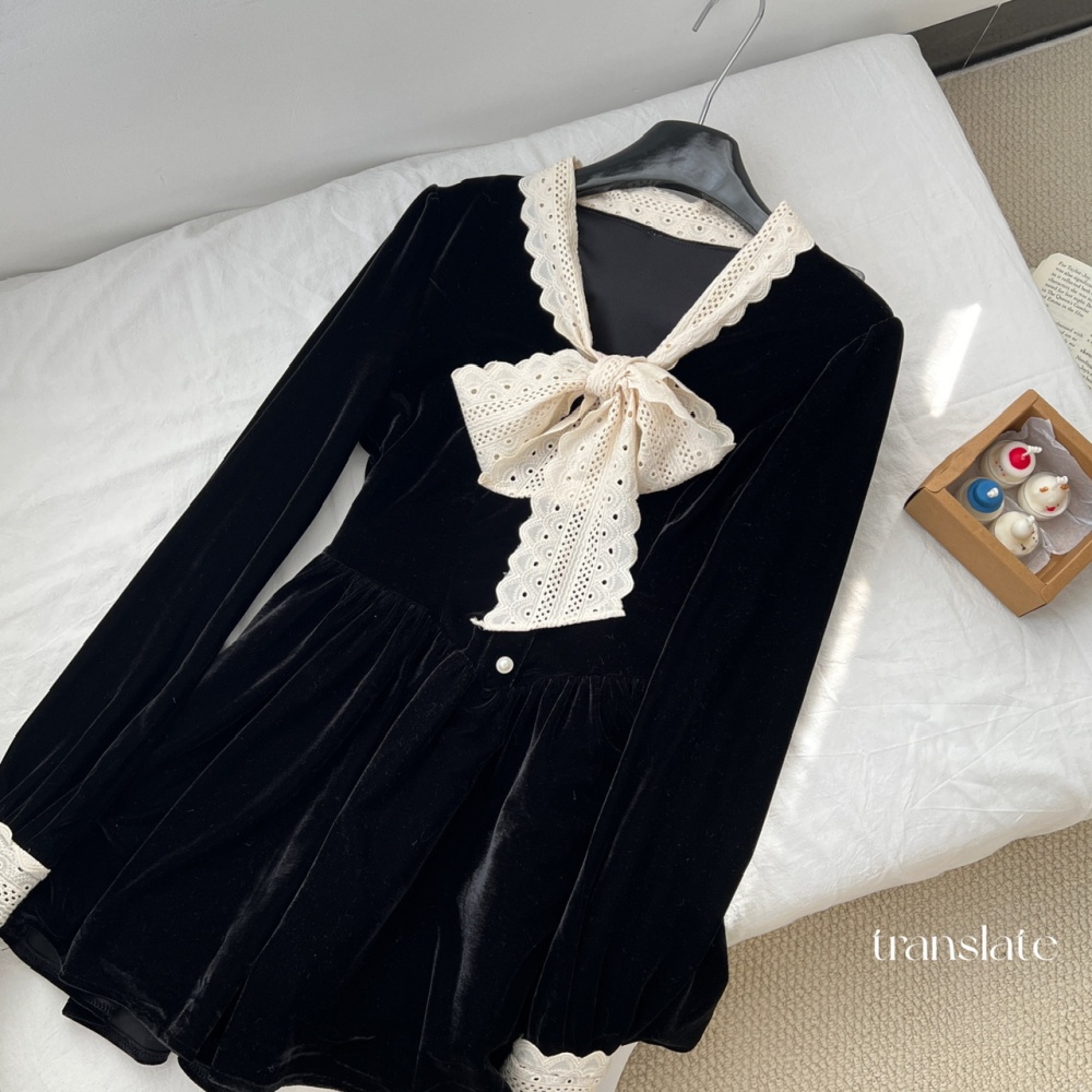 Velvet chanelstyle dress black lady dress for women