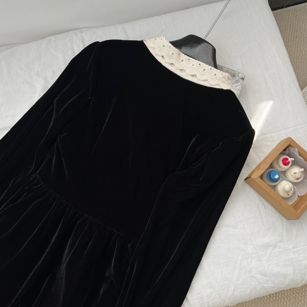 Velvet chanelstyle dress black lady dress for women