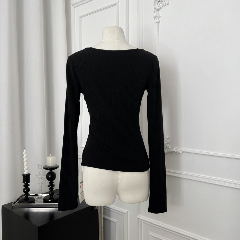 With chest pad sweater slim tops for women