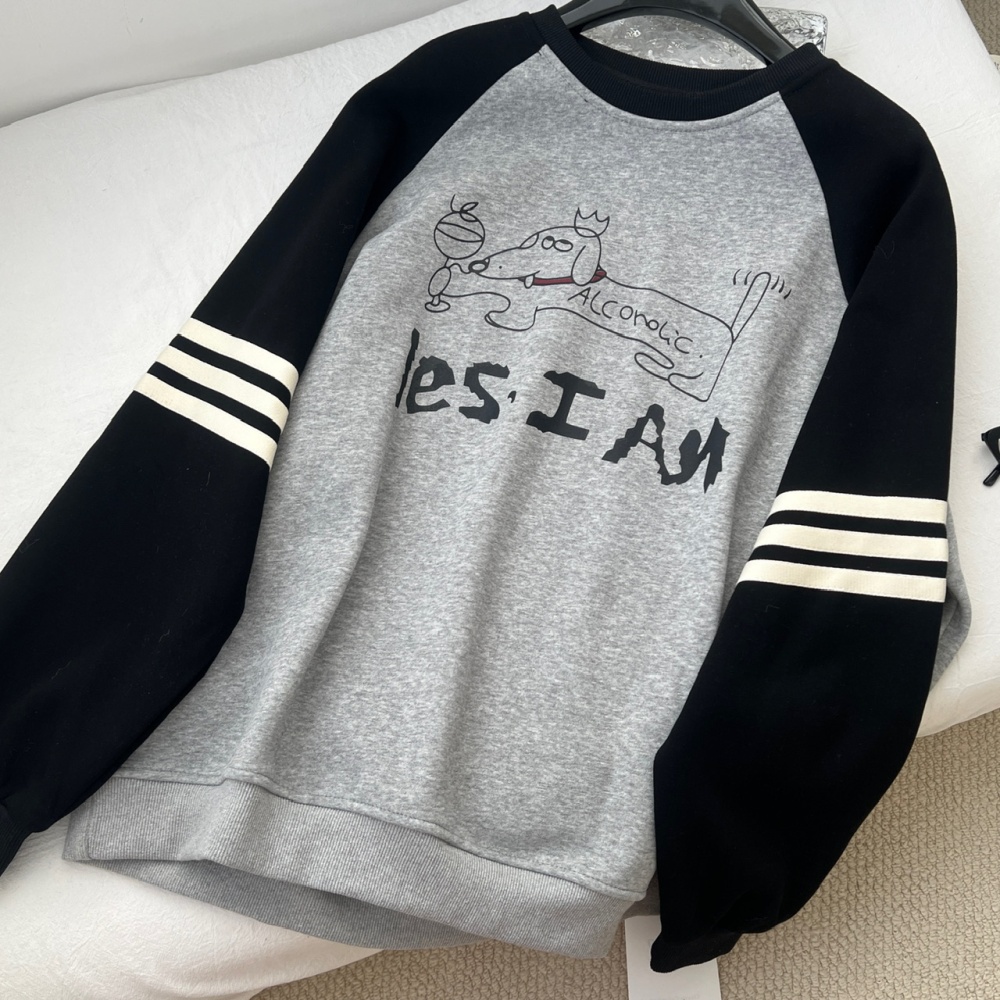 Cartoon letters printing autumn loose hoodie for women