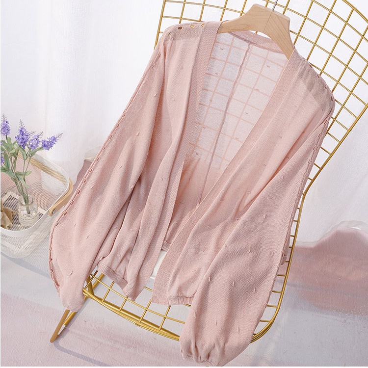 Bat sleeve hollow loose shirts sunscreen summer thin cardigan