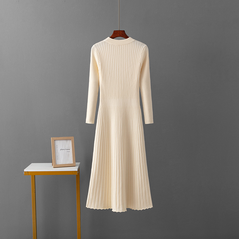 Knitted A-line sweater dress slim dress for women