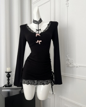 Swan sexy lace enticement autumn and winter knitted dress