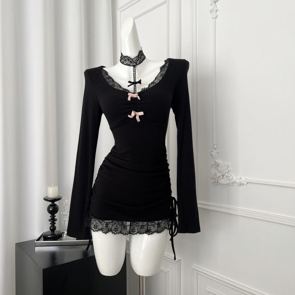 Swan sexy lace enticement autumn and winter knitted dress