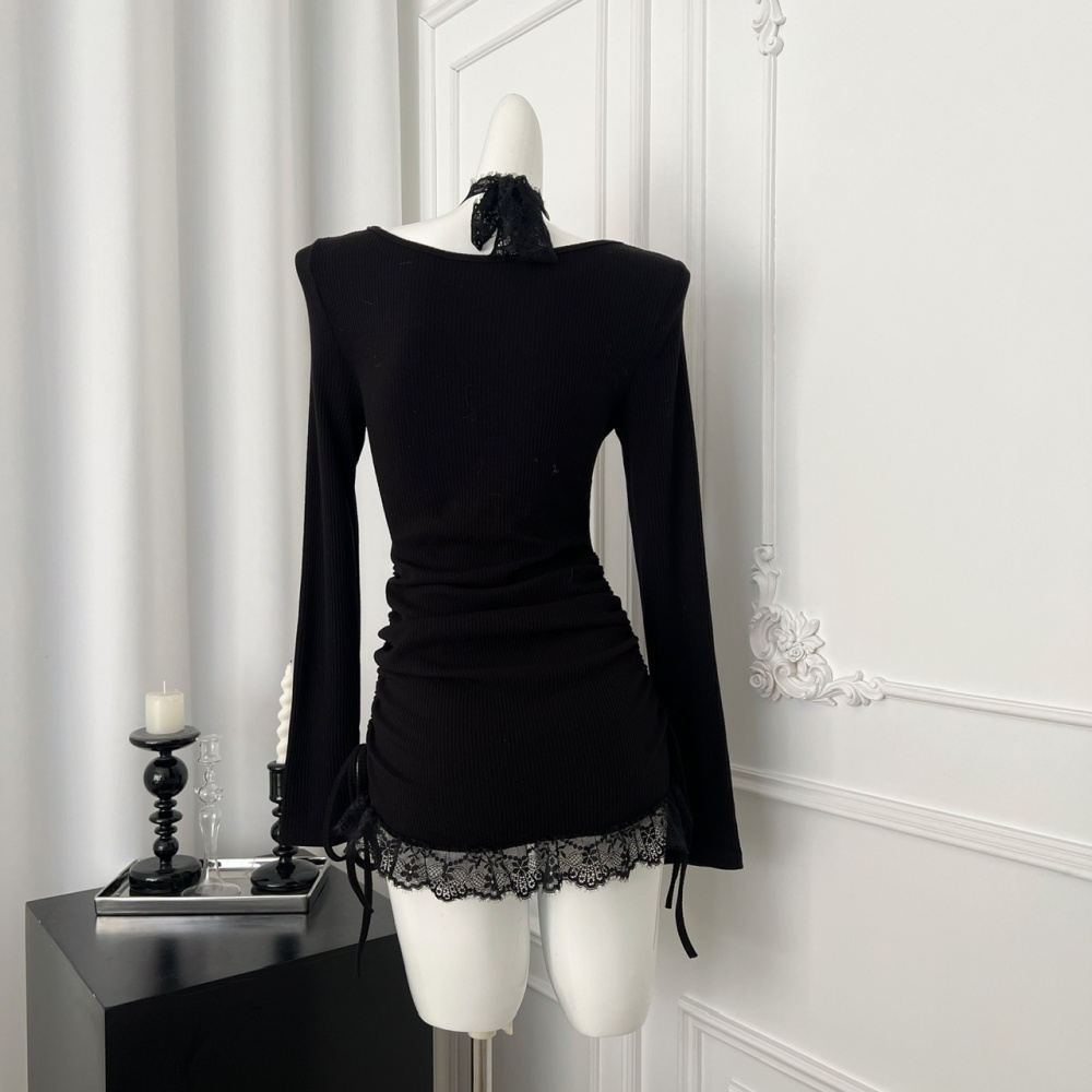 Swan sexy lace enticement autumn and winter knitted dress