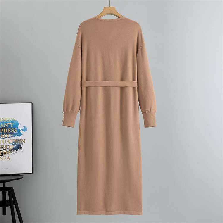 Loose European style long dress pure knitted dress for women