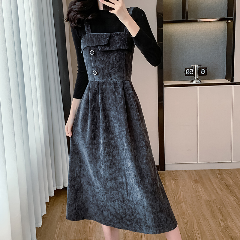 Autumn and winter dress bottoming shirt 2pcs set