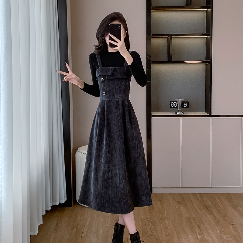 Autumn and winter dress bottoming shirt 2pcs set