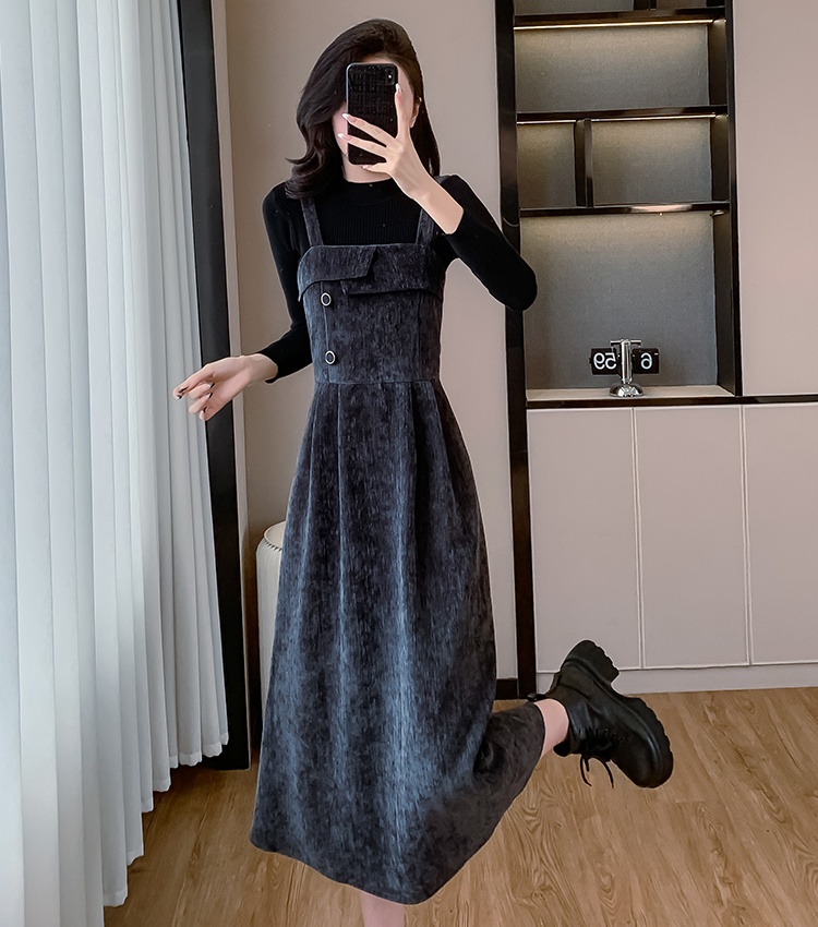 Autumn and winter dress bottoming shirt 2pcs set