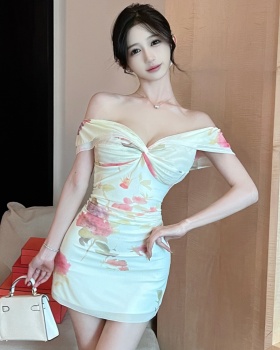 Short gauze enticement sexy slim bottoming strapless dress