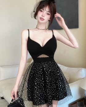 Low-cut big skirt splice dress hollow slim Sexy underwear