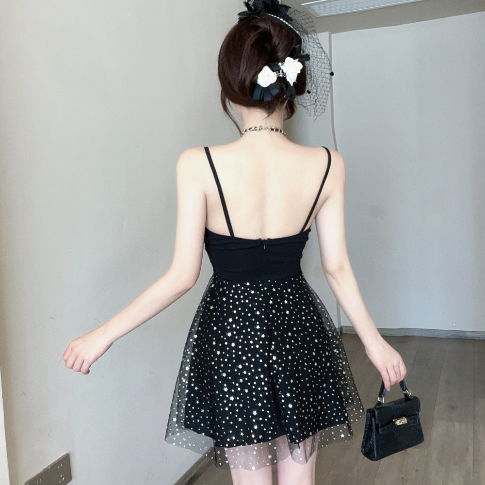 Low-cut big skirt splice dress hollow slim Sexy underwear