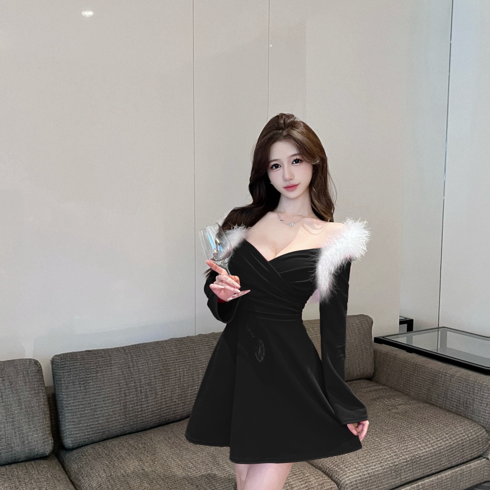 Package hip slim elmo long sleeve temperament sexy dress