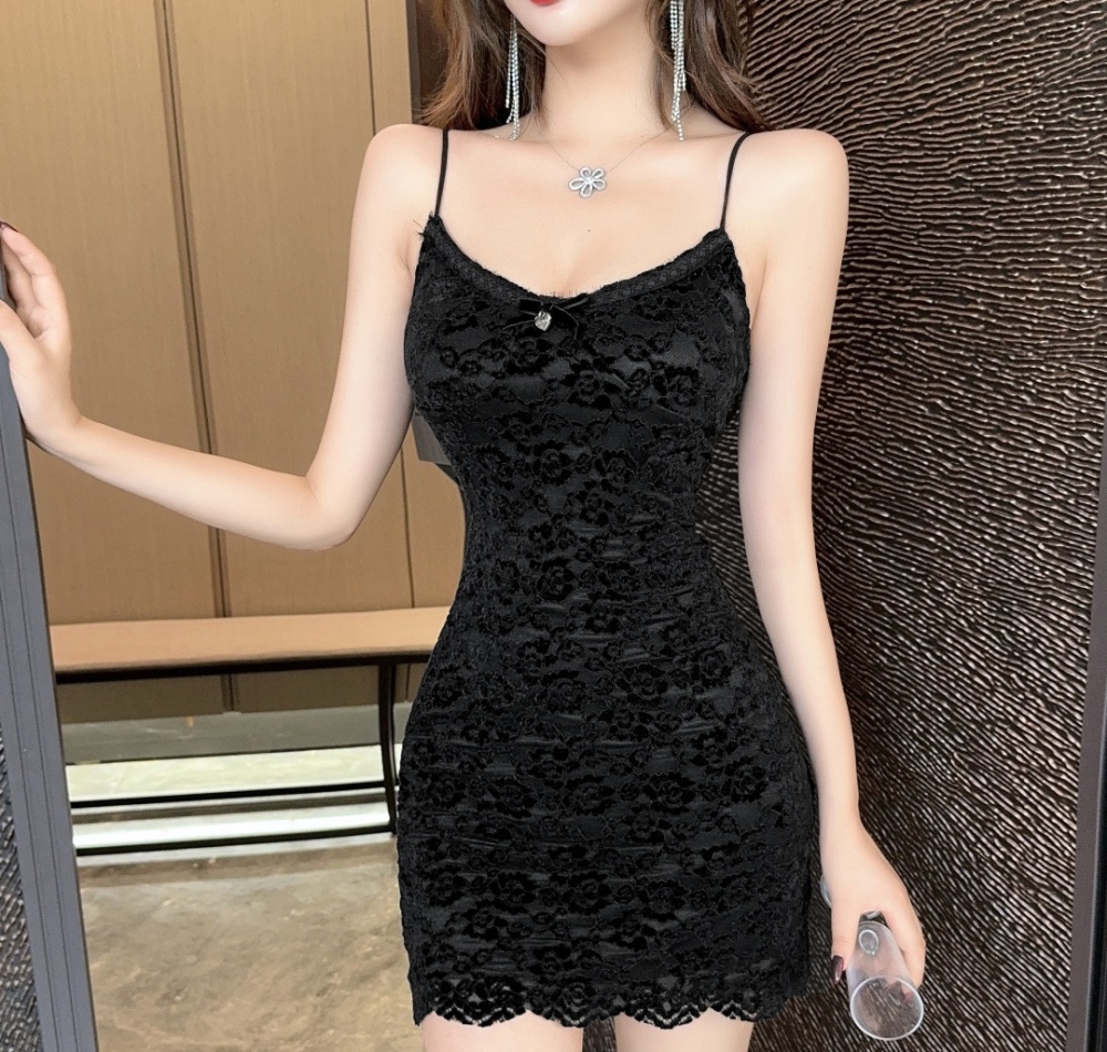 Sling enticement all-match lace dress for women