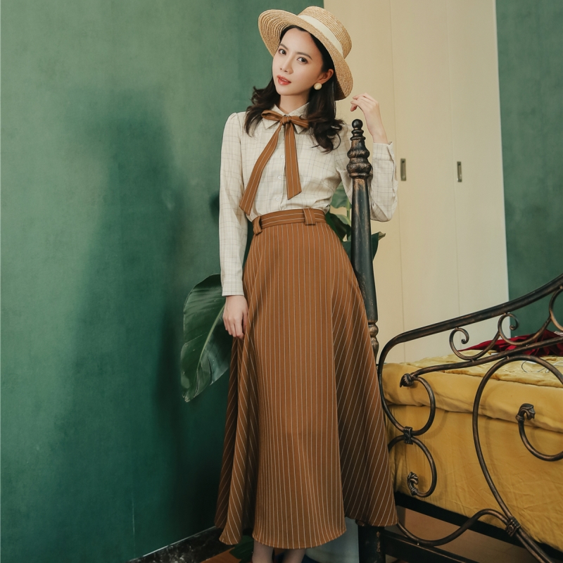 British style skirt spring and autumn shirt 3pcs set