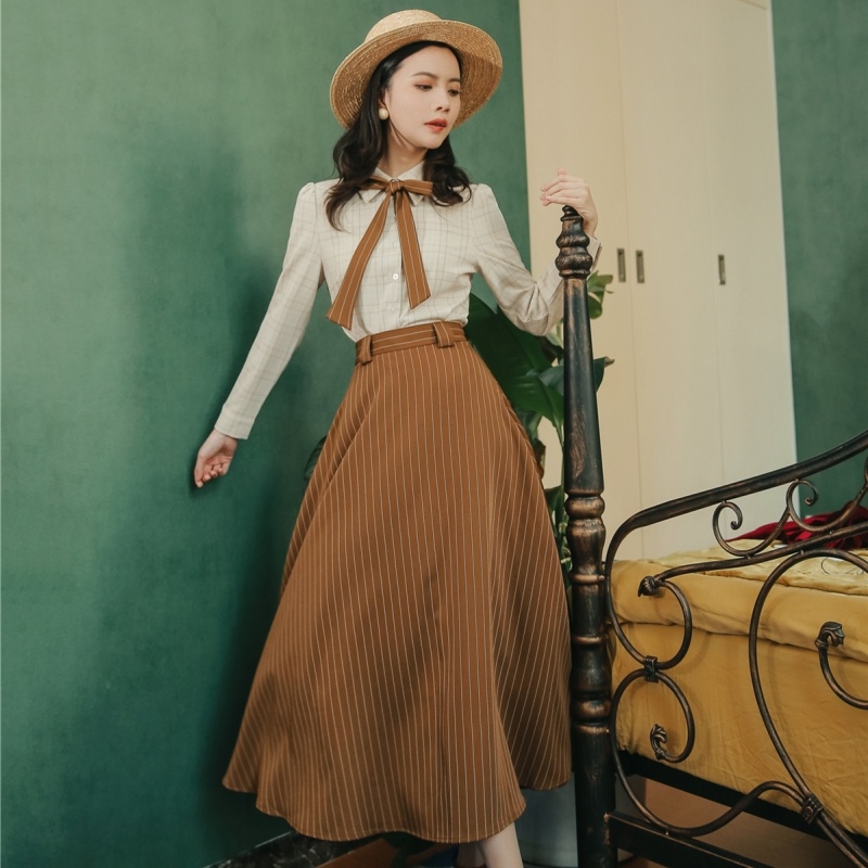 British style skirt spring and autumn shirt 3pcs set