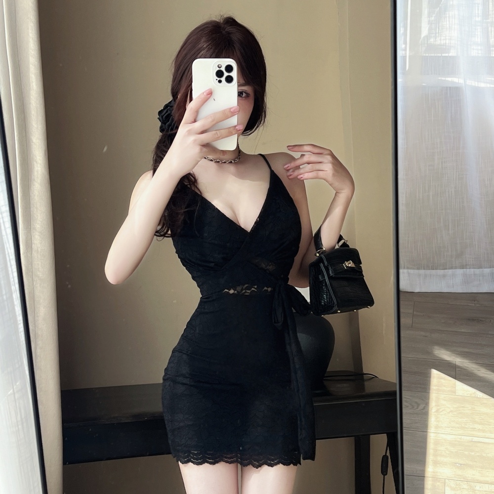 Package hip bottoming sling short slim dress