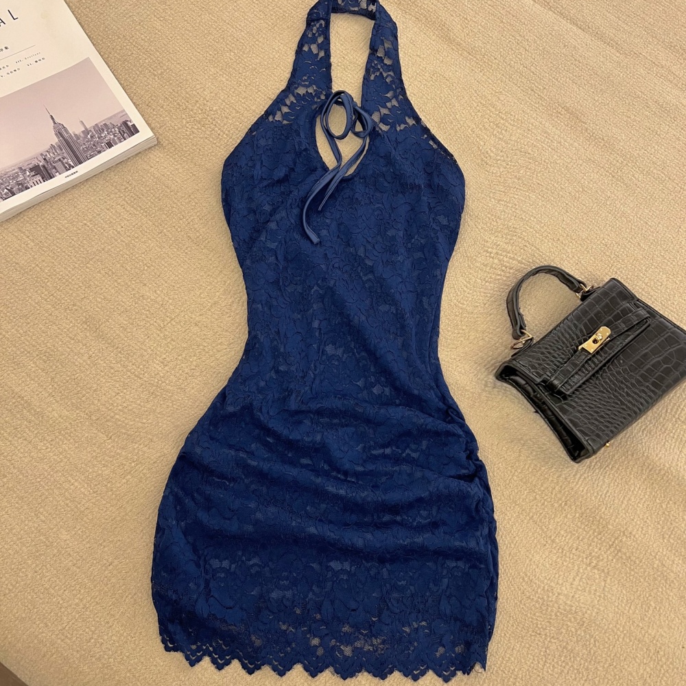 Lace sexy bandage dress short low-cut cheongsam