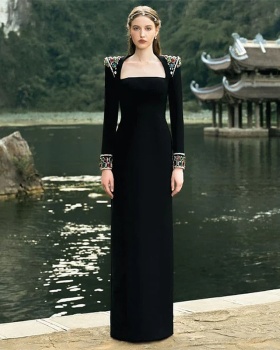 European style long formal dress long sleeve dress