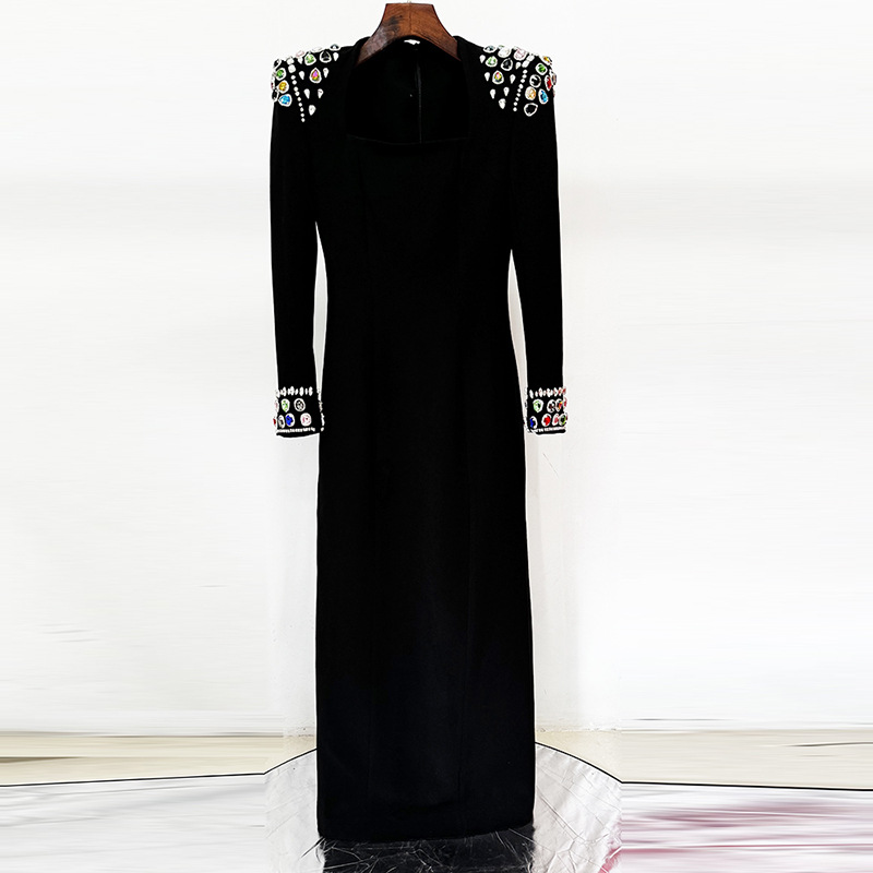 European style long formal dress long sleeve dress