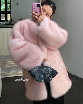 Light luxury simple imitation fur coat thick long fur coat