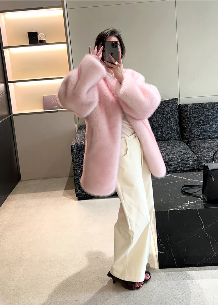 Light luxury simple imitation fur coat thick long fur coat