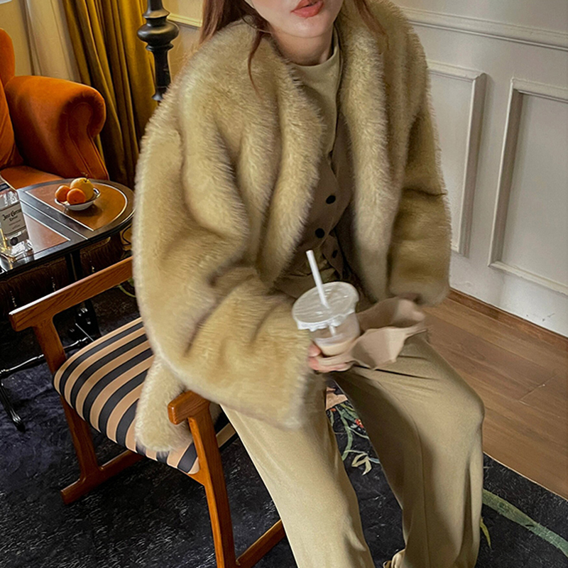 Light luxury simple imitation fur coat thick long fur coat