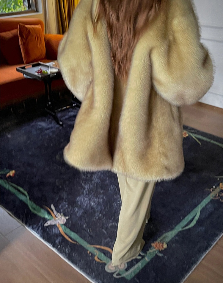 Light luxury simple imitation fur coat thick long fur coat