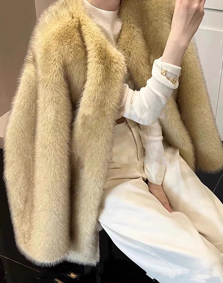 Light luxury simple imitation fur coat thick long fur coat