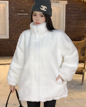 Plush loose coat slim all-match fur coat for women