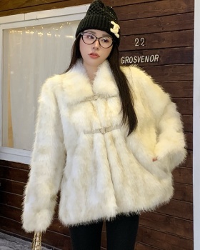 Western style elmo fur coat winter fox fur overcoat