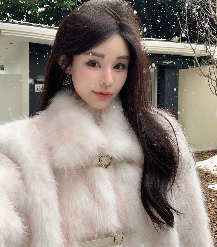 Western style elmo fur coat winter fox fur overcoat