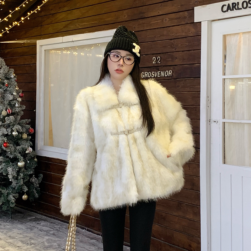 Western style elmo fur coat winter fox fur overcoat