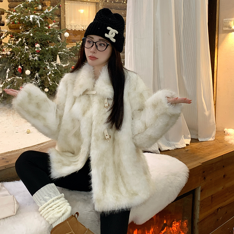 Western style elmo fur coat winter fox fur overcoat