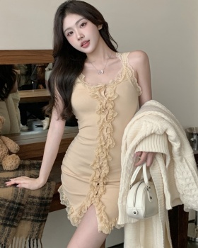 Spicegirl bottoming sleeveless dress knitted many lace dress