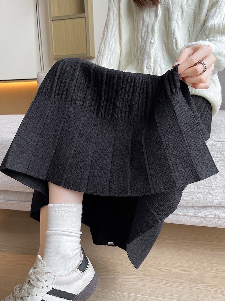 Korean style exceed knee long skirt elasticity skirt