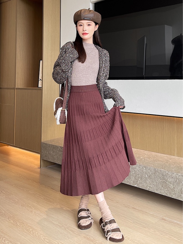 Korean style exceed knee long skirt elasticity skirt