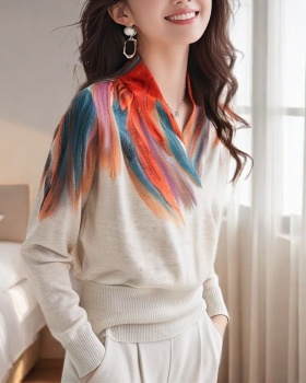 Rhinestone autumn and winter sweater V-neck knitted tops