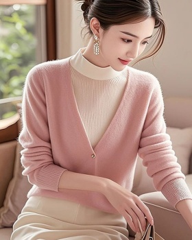 Half high collar ladies sweater temperament tops