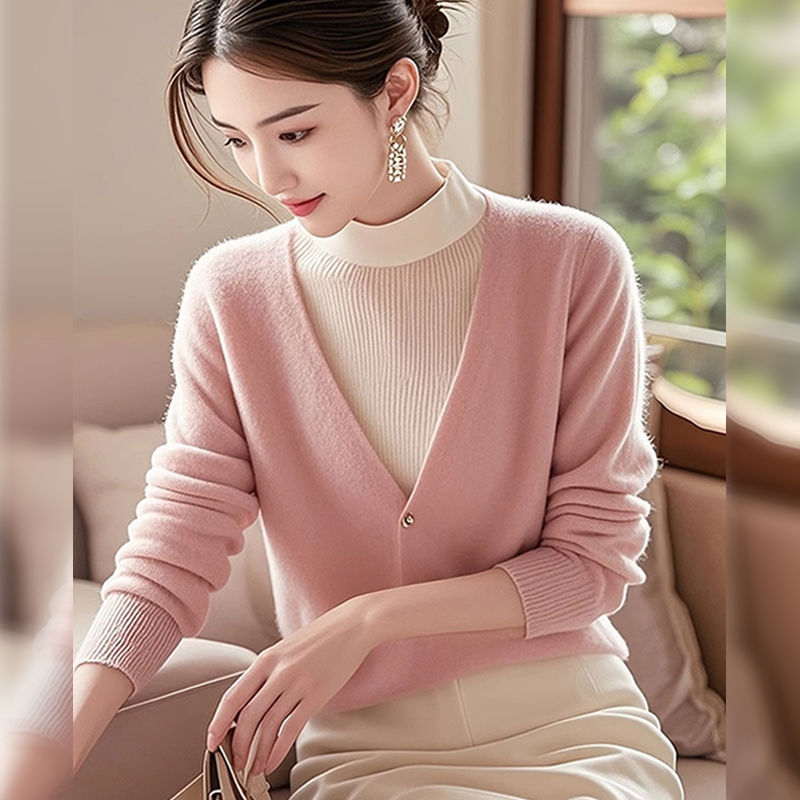 Half high collar ladies sweater temperament tops