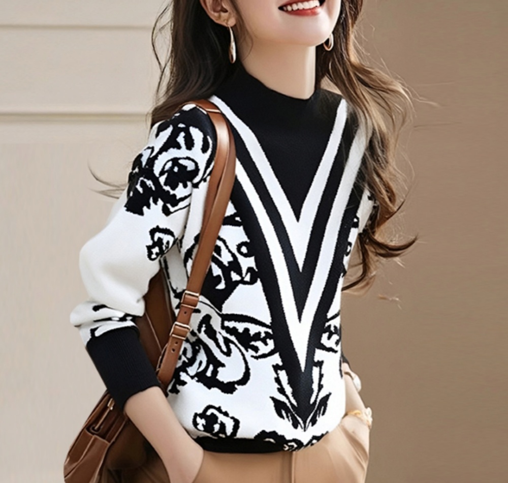 Long sleeve bottoming shirt printing tops for women